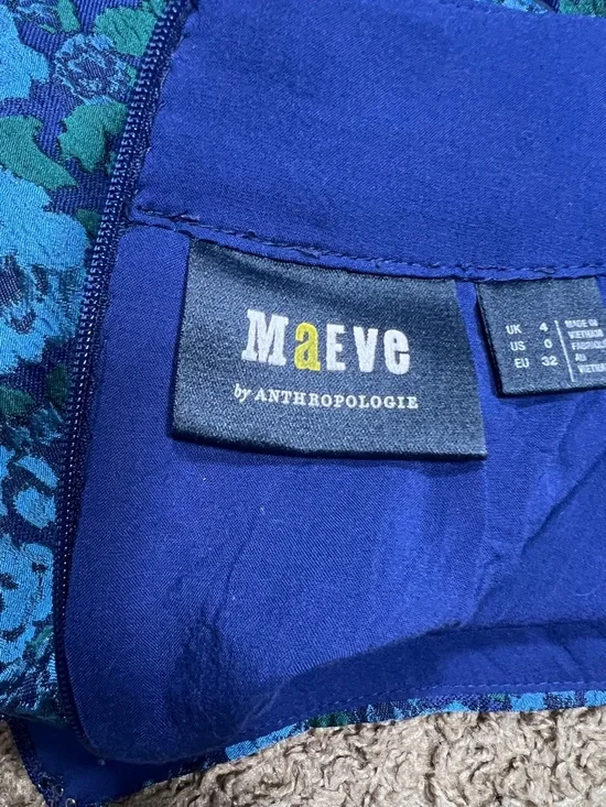 Anthropologie Mauve Blue and Green Floral Faux Wrap Mini Skirt, Size 0 - Picture 6 of 9